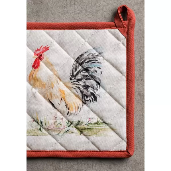 imageMaison d Hermine Potholders 100 Cotton 8quotx8quot Hotpads Heat Resistant with Loop Pot Holder Baking Grilling Home Handling Hot Pans Botanical Fresh  SpringSummer5  Campagne  Coq