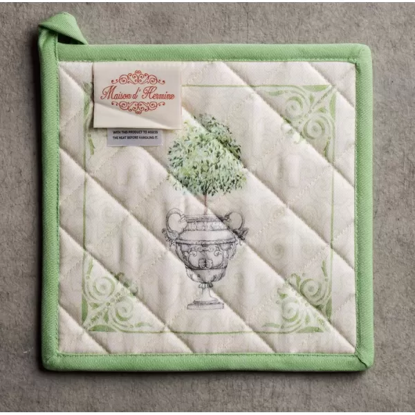 imageMaison d Hermine Potholders 100 Cotton 8quotx8quot Hotpads Heat Resistant with Loop Pot Holder Baking Grilling Home Handling Hot Pans Botanical Fresh  SpringSummer16  Jardin Du Roy