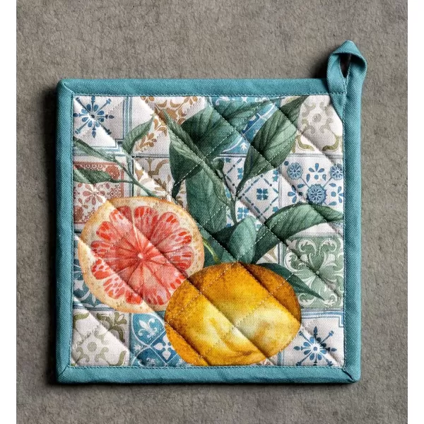 imageMaison d Hermine Potholders 100 Cotton 8quotx8quot Hotpads Heat Resistant with Loop Pot Holder Baking Grilling Home Handling Hot Pans Botanical Fresh  SpringSummer12  Agrume
