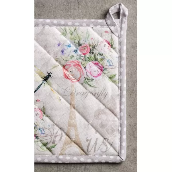 imageMaison d Hermine Potholders 100 Cotton 8quotx8quot Hotpads Heat Resistant with Loop Pot Holder Baking Grilling Home Handling Hot Pans Botanical Fresh  SpringSummer23  Champ De Mars