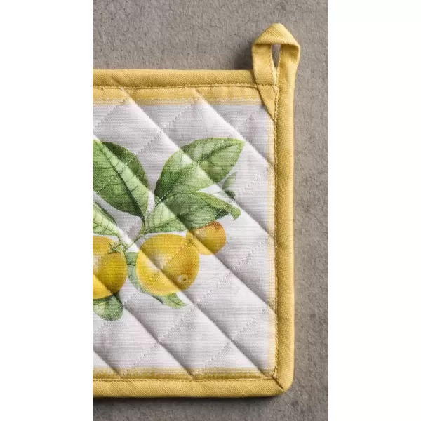 imageMaison d Hermine Potholders 100 Cotton 8quotx8quot Hotpads Heat Resistant with Loop Pot Holder Baking Grilling Home Handling Hot Pans Botanical Fresh  SpringSummer3  Limoncello