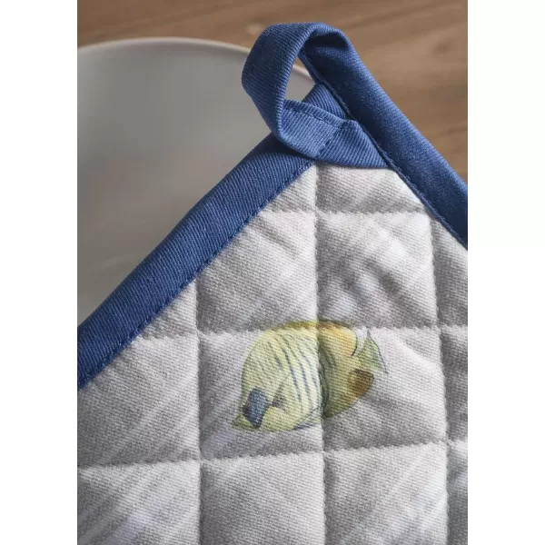 imageMaison d Hermine Potholders 100 Cotton 8quotx8quot Hotpads Heat Resistant with Loop Pot Holder Baking Grilling Home Handling Hot Pans Botanical Fresh  SpringSummer39  Poisson