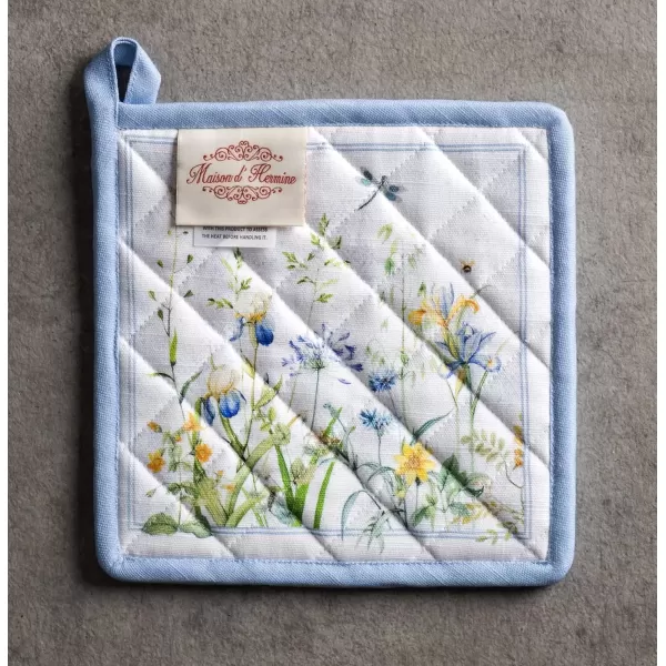 imageMaison d Hermine Potholders 100 Cotton 8quotx8quot Hotpads Heat Resistant with Loop Pot Holder Baking Grilling Home Handling Hot Pans Botanical Fresh  SpringSummer9  Fleurs De Mai