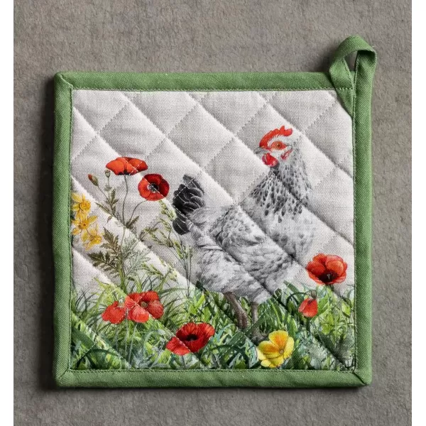 imageMaison d Hermine Potholders 100 Cotton 8quotx8quot Hotpads Heat Resistant with Loop Pot Holder Baking Grilling Home Handling Hot Pans Botanical Fresh  SpringSummer18  Basse Cour