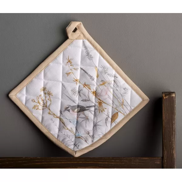 imageMaison d Hermine Potholders 100 Cotton 8quotx8quot Hotpads Heat Resistant with Loop Pot Holder Baking Grilling Home Handling Hot Pans Botanical Fresh  SpringSummer35  Meadow Florals  Beige