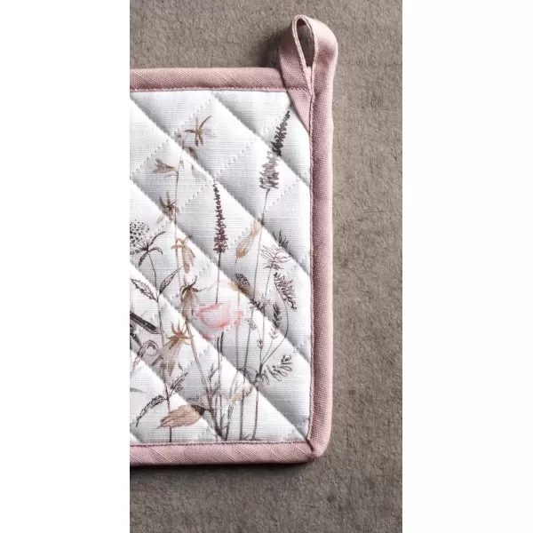 imageMaison d Hermine Potholders 100 Cotton 8quotx8quot Hotpads Heat Resistant with Loop Pot Holder Baking Grilling Home Handling Hot Pans Botanical Fresh  SpringSummer31  Meadow Florals  Brown