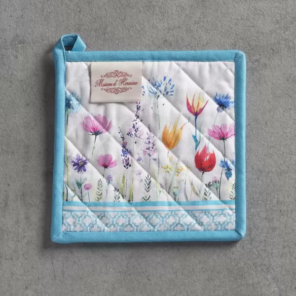imageMaison d Hermine Potholders 100 Cotton 8quotx8quot Hotpads Heat Resistant with Loop Pot Holder Baking Grilling Home Handling Hot Pans Botanical Fresh  SpringSummer37  Flower in the Field