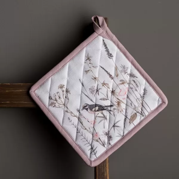 imageMaison d Hermine Potholders 100 Cotton 8quotx8quot Hotpads Heat Resistant with Loop Pot Holder Baking Grilling Home Handling Hot Pans Botanical Fresh  SpringSummer31  Meadow Florals  Brown