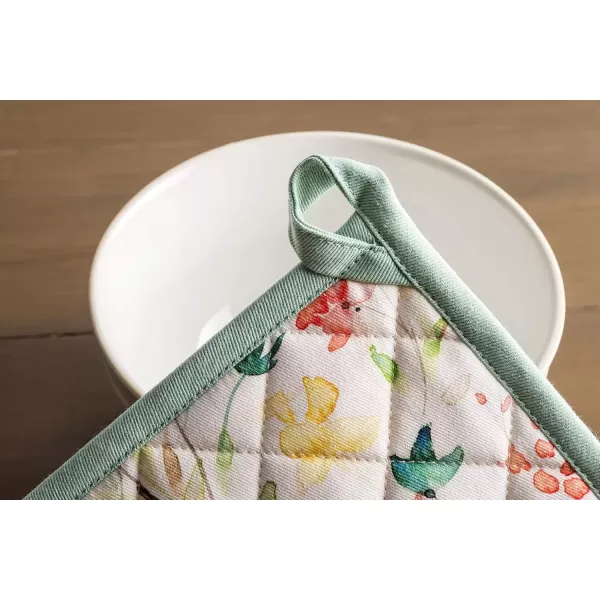 imageMaison d Hermine Potholders 100 Cotton 8quotx8quot Hotpads Heat Resistant with Loop Pot Holder Baking Grilling Home Handling Hot Pans Botanical Fresh  SpringSummer10  Colmar