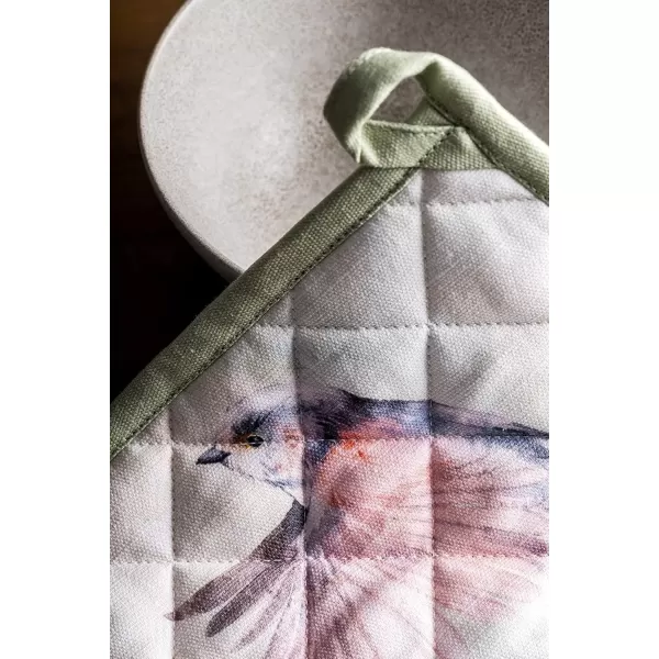 imageMaison d Hermine Potholders 100 Cotton 8quotx8quot Hotpads Heat Resistant with Loop Pot Holder Baking Grilling Home Handling Hot Pans Botanical Fresh  SpringSummer26  Flying Birds