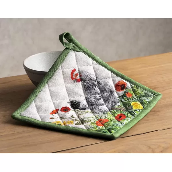imageMaison d Hermine Potholders 100 Cotton 8quotx8quot Hotpads Heat Resistant with Loop Pot Holder Baking Grilling Home Handling Hot Pans Botanical Fresh  SpringSummer18  Basse Cour