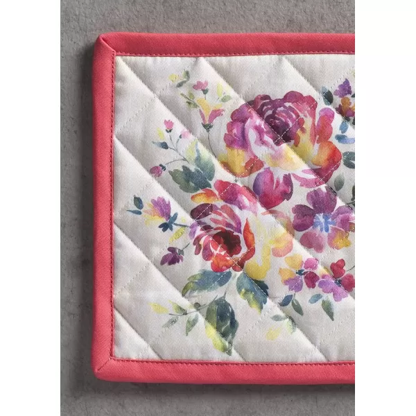 imageMaison d Hermine Potholders 100 Cotton 8quotx8quot Hotpads Heat Resistant with Loop Pot Holder Baking Grilling Home Handling Hot Pans Botanical Fresh  SpringSummer38  Rose Garden