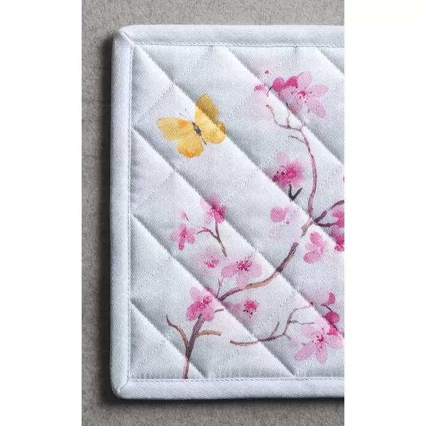 imageMaison d Hermine Potholders 100 Cotton 8quotx8quot Hotpads Heat Resistant with Loop Pot Holder Baking Grilling Home Handling Hot Pans Botanical Fresh  SpringSummer17  Blossoms in Spring