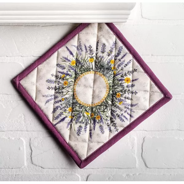 imageMaison d Hermine Potholders 100 Cotton 8quotx8quot Hotpads Heat Resistant with Loop Pot Holder Baking Grilling Home Handling Hot Pans Botanical Fresh  SpringSummer15  Fanny Lavender