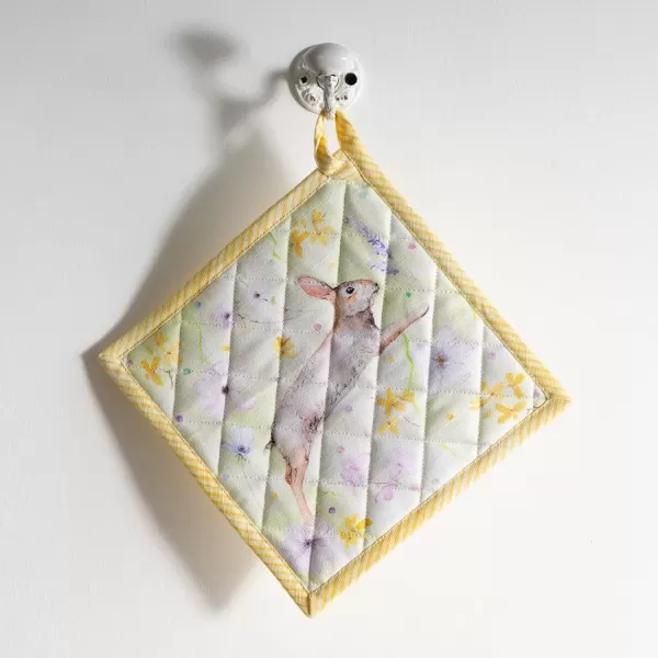 imageMaison d Hermine Potholders 100 Cotton 8quotx8quot Hotpads Heat Resistant with Loop Pot Holder Baking Grilling Home Handling Hot Pans Botanical Fresh  SpringSummerEaster Zest