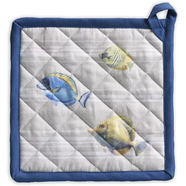 imageMaison d Hermine Potholders 100 Cotton 8quotx8quot Hotpads Heat Resistant with Loop Pot Holder Baking Grilling Home Handling Hot Pans Botanical Fresh  SpringSummer39  Poisson