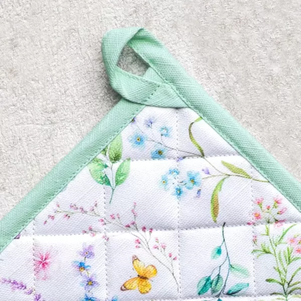 imageMaison d Hermine Potholders 100 Cotton 8quotx8quot Hotpads Heat Resistant with Loop Pot Holder Baking Grilling Home Handling Hot Pans Botanical Fresh  SpringSummer14  Just Floral