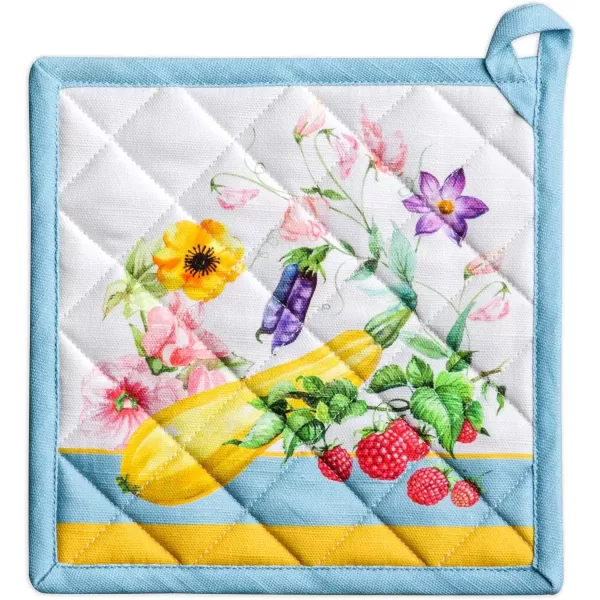 imageMaison d Hermine Potholders 100 Cotton 8quotx8quot Hotpads Heat Resistant with Loop Pot Holder Baking Grilling Home Handling Hot Pans Botanical Fresh  SpringSummer30  Giverny