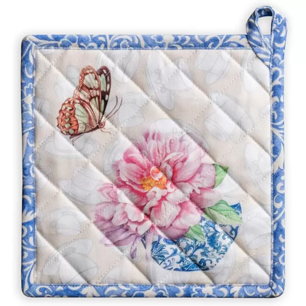 imageMaison d Hermine Potholders 100 Cotton 8quotx8quot Hotpads Heat Resistant with Loop Pot Holder Baking Grilling Home Handling Hot Pans Botanical Fresh  SpringSummer2  Canton