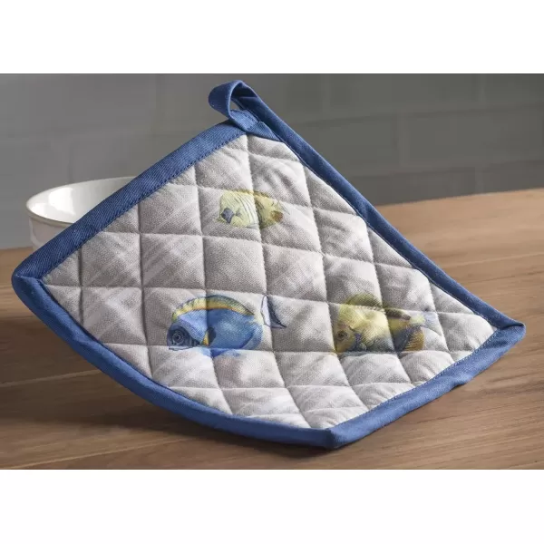 imageMaison d Hermine Potholders 100 Cotton 8quotx8quot Hotpads Heat Resistant with Loop Pot Holder Baking Grilling Home Handling Hot Pans Botanical Fresh  SpringSummer39  Poisson