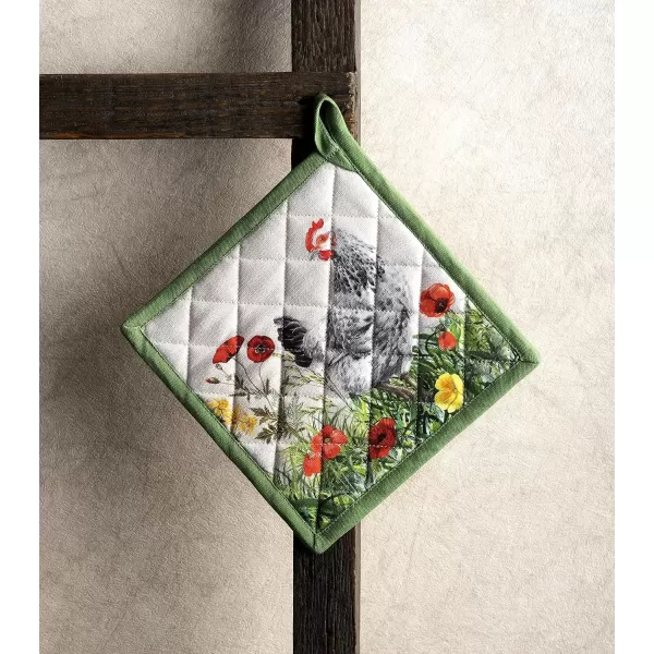 imageMaison d Hermine Potholders 100 Cotton 8quotx8quot Hotpads Heat Resistant with Loop Pot Holder Baking Grilling Home Handling Hot Pans Botanical Fresh  SpringSummer18  Basse Cour
