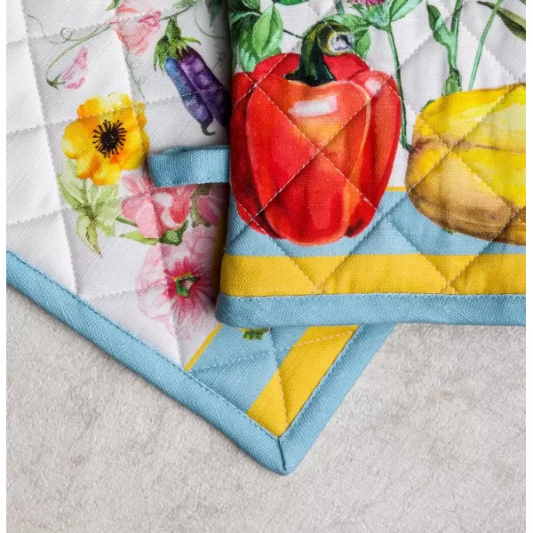 imageMaison d Hermine Potholders 100 Cotton 8quotx8quot Hotpads Heat Resistant with Loop Pot Holder Baking Grilling Home Handling Hot Pans Botanical Fresh  SpringSummer30  Giverny
