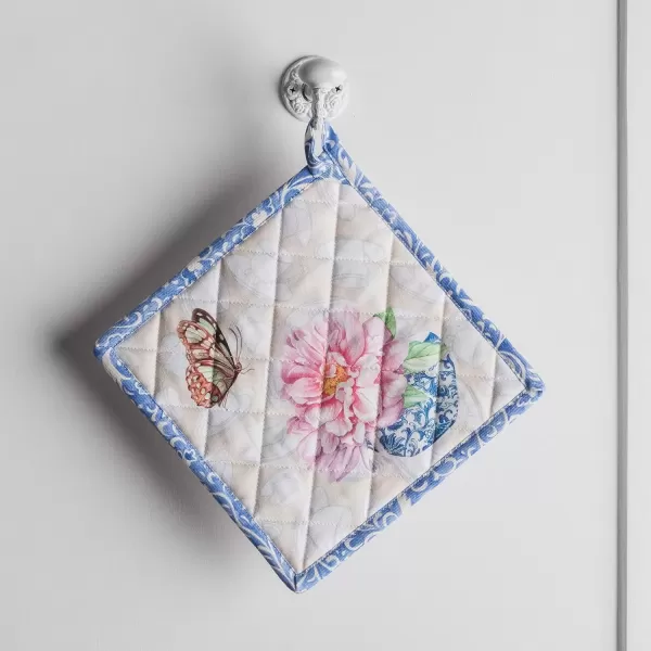 imageMaison d Hermine Potholders 100 Cotton 8quotx8quot Hotpads Heat Resistant with Loop Pot Holder Baking Grilling Home Handling Hot Pans Botanical Fresh  SpringSummer2  Canton
