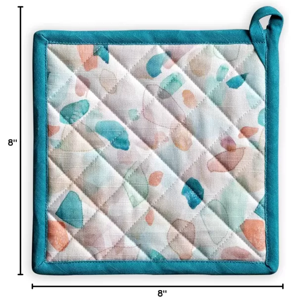 imageMaison d Hermine Potholders 100 Cotton 8quotx8quot Hotpads Heat Resistant with Loop Pot Holder Baking Grilling Home Handling Hot Pans Botanical Fresh  SpringSummer45  Summer Picnic