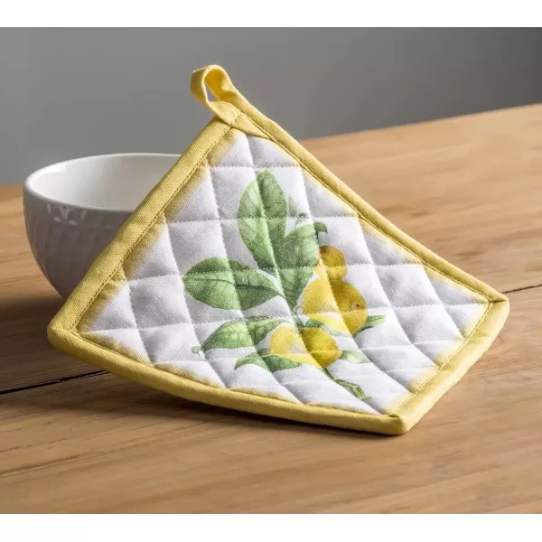 imageMaison d Hermine Potholders 100 Cotton 8quotx8quot Hotpads Heat Resistant with Loop Pot Holder Baking Grilling Home Handling Hot Pans Botanical Fresh  SpringSummer3  Limoncello