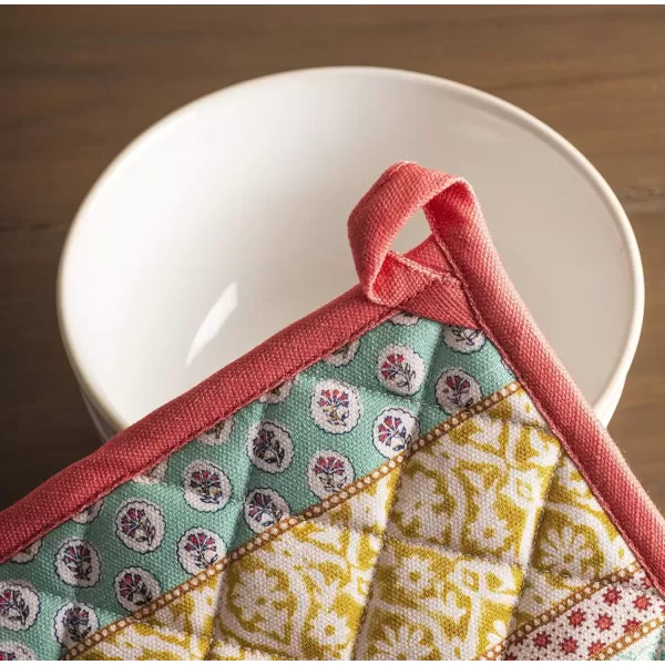imageMaison d Hermine Potholders 100 Cotton 8quotx8quot Hotpads Heat Resistant with Loop Pot Holder Baking Grilling Home Handling Hot Pans Botanical Fresh  SpringSummer13  Provence