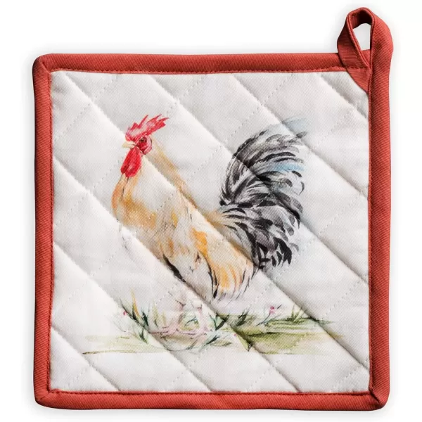 imageMaison d Hermine Potholders 100 Cotton 8quotx8quot Hotpads Heat Resistant with Loop Pot Holder Baking Grilling Home Handling Hot Pans Botanical Fresh  SpringSummer5  Campagne  Coq