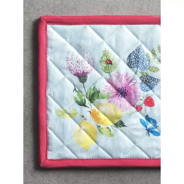 imageMaison d Hermine Potholders 100 Cotton 8quotx8quot Hotpads Heat Resistant with Loop Pot Holder Baking Grilling Home Handling Hot Pans Botanical Fresh  SpringSummer32  Jardin Dete  Mint