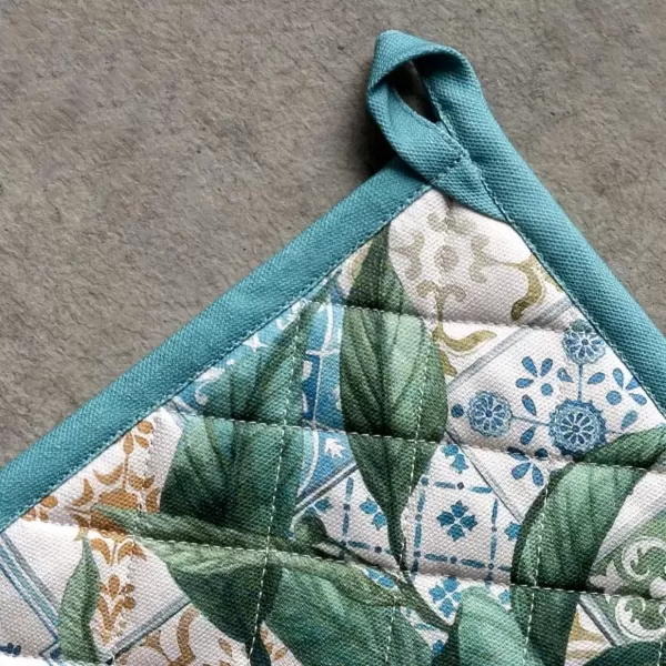 imageMaison d Hermine Potholders 100 Cotton 8quotx8quot Hotpads Heat Resistant with Loop Pot Holder Baking Grilling Home Handling Hot Pans Botanical Fresh  SpringSummer12  Agrume