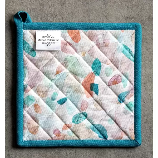 imageMaison d Hermine Potholders 100 Cotton 8quotx8quot Hotpads Heat Resistant with Loop Pot Holder Baking Grilling Home Handling Hot Pans Botanical Fresh  SpringSummer45  Summer Picnic