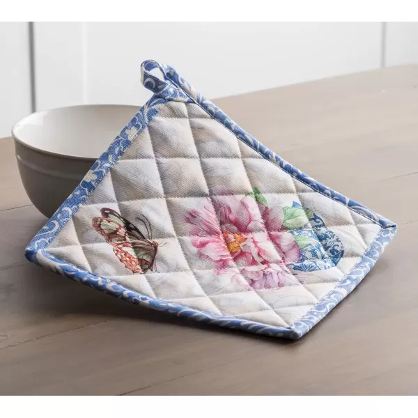 imageMaison d Hermine Potholders 100 Cotton 8quotx8quot Hotpads Heat Resistant with Loop Pot Holder Baking Grilling Home Handling Hot Pans Botanical Fresh  SpringSummer2  Canton