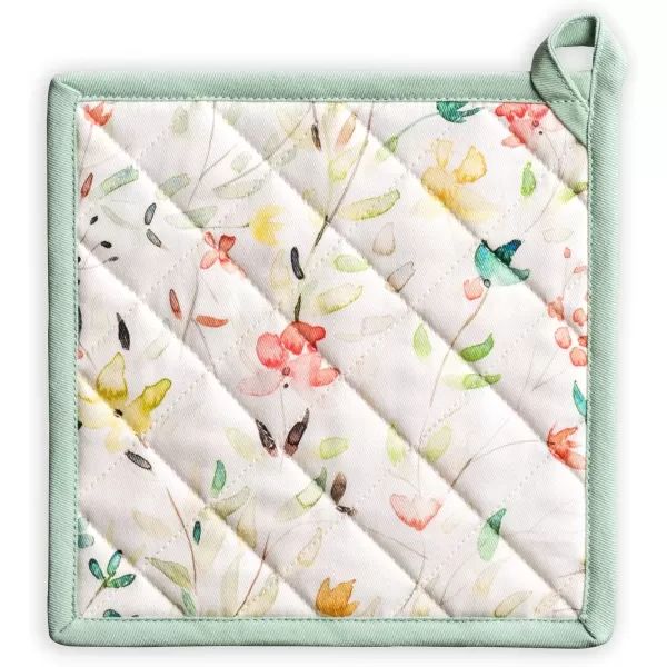 imageMaison d Hermine Potholders 100 Cotton 8quotx8quot Hotpads Heat Resistant with Loop Pot Holder Baking Grilling Home Handling Hot Pans Botanical Fresh  SpringSummer10  Colmar