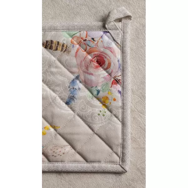 imageMaison d Hermine Potholders 100 Cotton 8quotx8quot Hotpads Heat Resistant with Loop Pot Holder Baking Grilling Home Handling Hot Pans Botanical Fresh  SpringSummer50  Ibiza  Beige