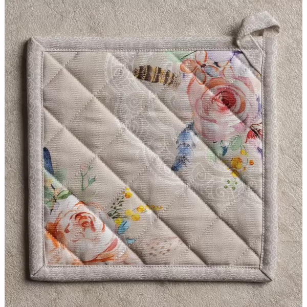 imageMaison d Hermine Potholders 100 Cotton 8quotx8quot Hotpads Heat Resistant with Loop Pot Holder Baking Grilling Home Handling Hot Pans Botanical Fresh  SpringSummer50  Ibiza  Beige