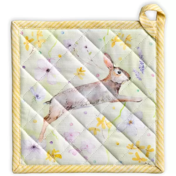 imageMaison d Hermine Potholders 100 Cotton 8quotx8quot Hotpads Heat Resistant with Loop Pot Holder Baking Grilling Home Handling Hot Pans Botanical Fresh  SpringSummerEaster Zest