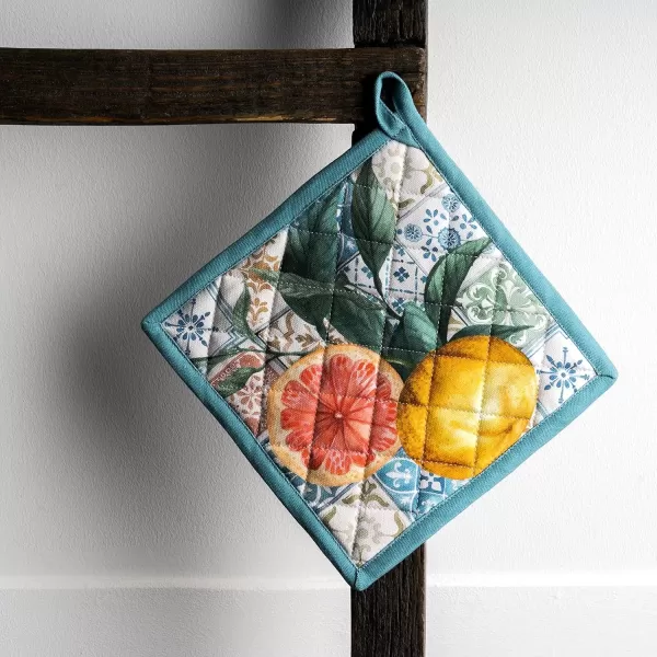 imageMaison d Hermine Potholders 100 Cotton 8quotx8quot Hotpads Heat Resistant with Loop Pot Holder Baking Grilling Home Handling Hot Pans Botanical Fresh  SpringSummer12  Agrume