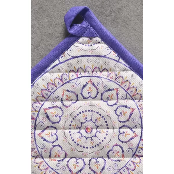 imageMaison d Hermine Potholders 100 Cotton 8quotx8quot Hotpads Heat Resistant with Loop Pot Holder Baking Grilling Home Handling Hot Pans Botanical Fresh  SpringSummer51  Mandala