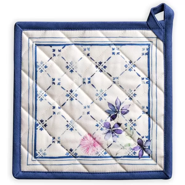 imageMaison d Hermine Potholders 100 Cotton 8quotx8quot Hotpads Heat Resistant with Loop Pot Holder Baking Grilling Home Handling Hot Pans Botanical Fresh  SpringSummer8  Faience