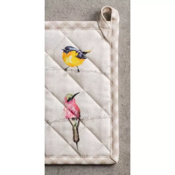 imageMaison d Hermine Potholders 100 Cotton 8quotx8quot Hotpads Heat Resistant with Loop Pot Holder Baking Grilling Home Handling Hot Pans Botanical Fresh  SpringSummer1  Birdies on Wire