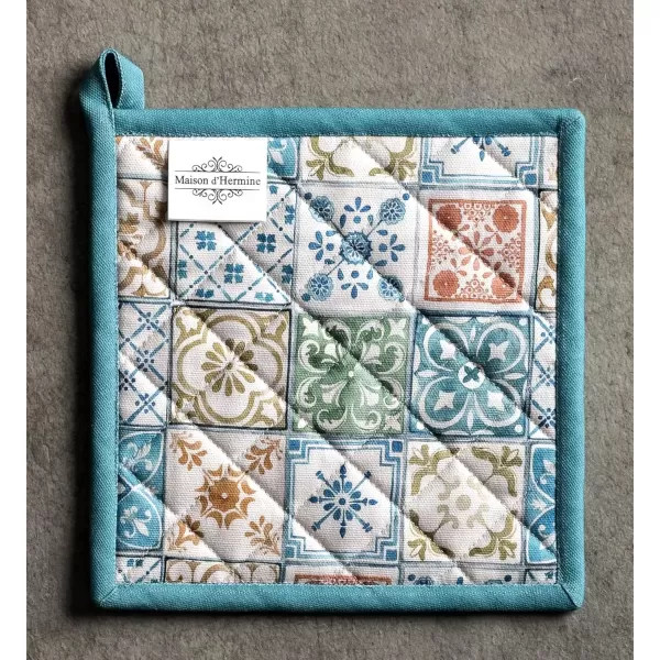 imageMaison d Hermine Potholders 100 Cotton 8quotx8quot Hotpads Heat Resistant with Loop Pot Holder Baking Grilling Home Handling Hot Pans Botanical Fresh  SpringSummer12  Agrume