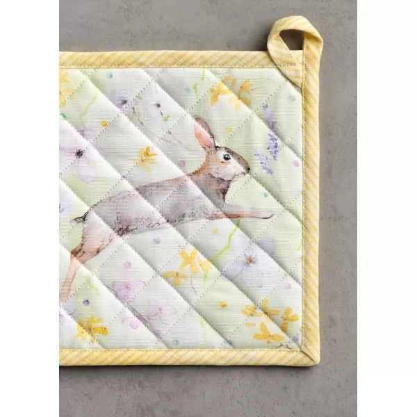 imageMaison d Hermine Potholders 100 Cotton 8quotx8quot Hotpads Heat Resistant with Loop Pot Holder Baking Grilling Home Handling Hot Pans Botanical Fresh  SpringSummerEaster Zest