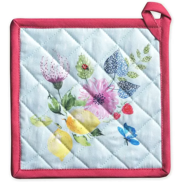 imageMaison d Hermine Potholders 100 Cotton 8quotx8quot Hotpads Heat Resistant with Loop Pot Holder Baking Grilling Home Handling Hot Pans Botanical Fresh  SpringSummer32  Jardin Dete  Mint