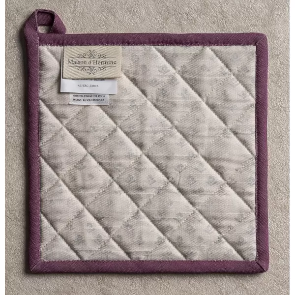 imageMaison d Hermine Potholders 100 Cotton 8quotx8quot Hotpads Heat Resistant with Loop Pot Holder Baking Grilling Home Handling Hot Pans Botanical Fresh  SpringSummer15  Fanny Lavender