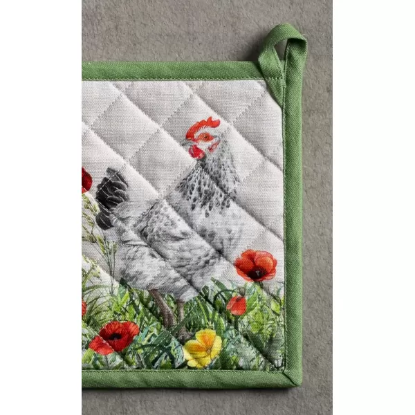 imageMaison d Hermine Potholders 100 Cotton 8quotx8quot Hotpads Heat Resistant with Loop Pot Holder Baking Grilling Home Handling Hot Pans Botanical Fresh  SpringSummer18  Basse Cour
