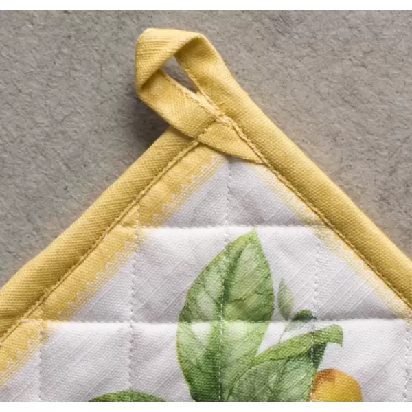 imageMaison d Hermine Potholders 100 Cotton 8quotx8quot Hotpads Heat Resistant with Loop Pot Holder Baking Grilling Home Handling Hot Pans Botanical Fresh  SpringSummer3  Limoncello