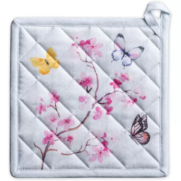 imageMaison d Hermine Potholders 100 Cotton 8quotx8quot Hotpads Heat Resistant with Loop Pot Holder Baking Grilling Home Handling Hot Pans Botanical Fresh  SpringSummer17  Blossoms in Spring